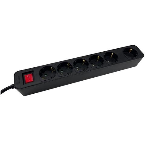 6-Socket Power Strip - 3M Black PVC