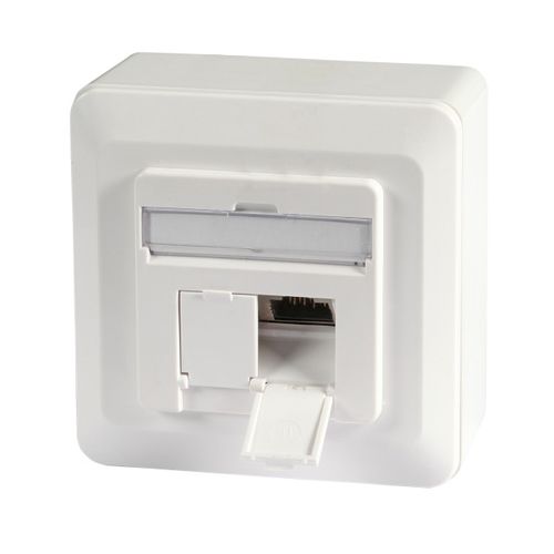 Datendose Cat.6A 500MHz Oben/Unten, Aufputz, 2xRJ45,Weiß