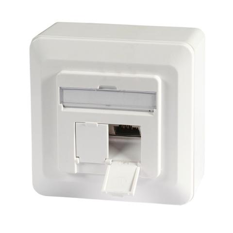Datendose Cat.6A 500MHz Oben/Unten, Aufputz, 2xRJ45,Weiß