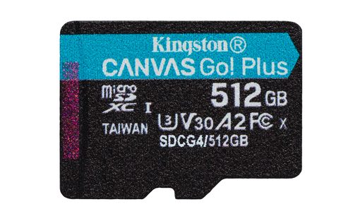 CARD KINGSTON 512GB MicroXC Canvas Go Plus Gen4 200R A2 U3 Single Pack W/O ADP