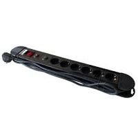 6-Socket Power Strip, 3m Cable, Black