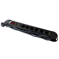 6-Socket Power Strip, 3m Cable, Black