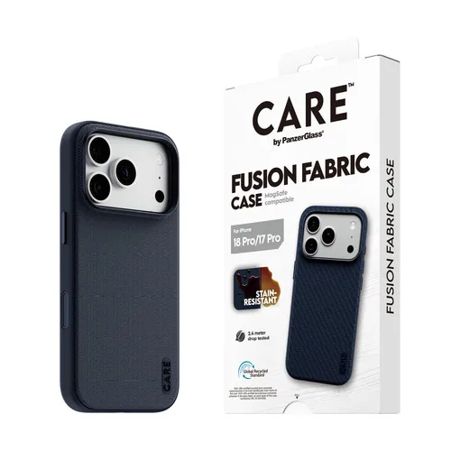 CARE By PanzerGlass Fusion Fabric Case Blau M. MagSafe IPhone 17 Pro