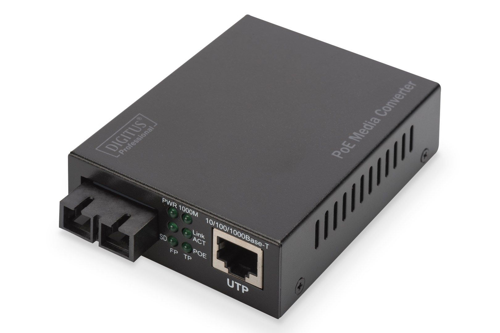 Gigabit PoE media converter, RJ45 / SC, SM, PSE