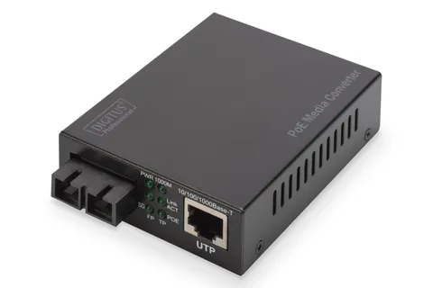 Gigabit PoE media converter, RJ45 / SC, SM, PSE