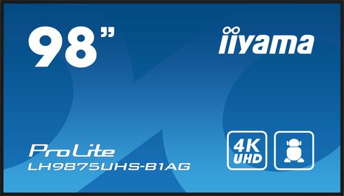 iiyama LH9875UHS-B1AG Signage Display Digital signage flat panel 2.48 m (97.5") LED Wi-Fi 500 cd/m² 4K Ultra HD Black Built-in processor Android 11 24/7