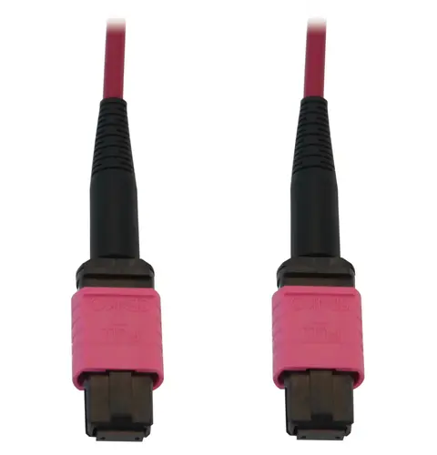 Tripp Lite N845B-01M-12-MG 100G Multimode 50/125 OM4 Fiber Optic Cable (12F MTP/MPO-PC F/F), LSZH, Magenta, 1 m (3.3 ft.)