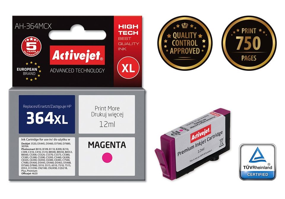 Activejet AH-364MCX Magenta Ink Cartridge - HP 364XL Replacement
