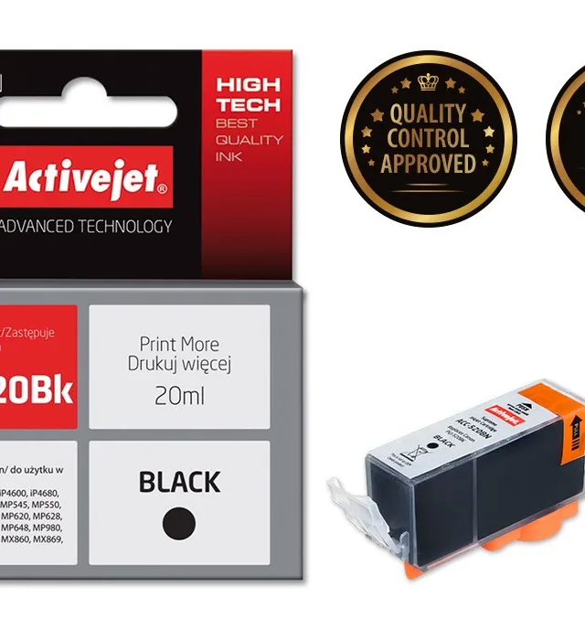 Activejet ACC-520BN ink (replacement for Canon PGI-520Bk; Supreme; 20 ml; black)
