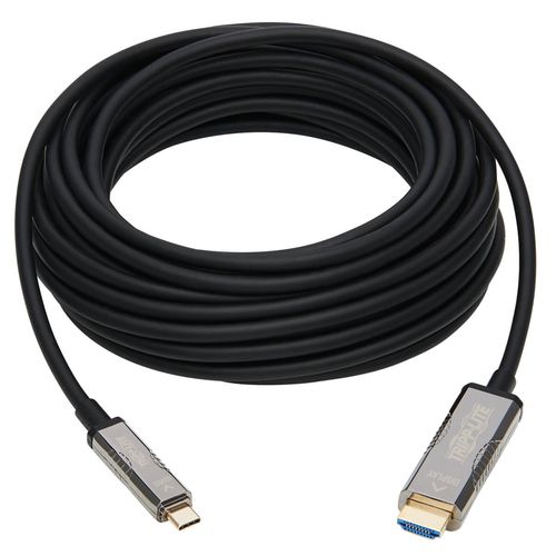 Tripp Lite U444F3-20M-H4K6 High-Speed USB-C to HDMI Fiber Active Optical Cable (AOC) - UHD 4K 60 Hz, HDR, CL3 Rated, Black, 20 m (65 ft.)