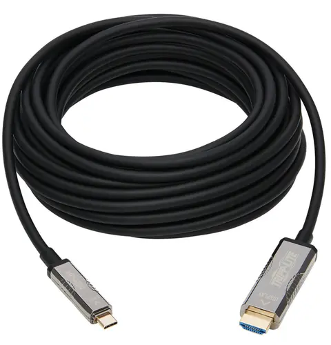 Tripp Lite U444F3-20M-H4K6 High-Speed USB-C to HDMI Fiber Active Optical Cable (AOC) - UHD 4K 60 Hz, HDR, CL3 Rated, Black, 20 m (65 ft.)