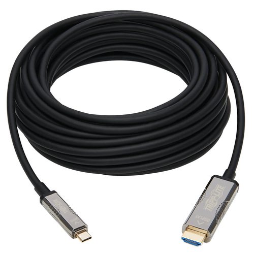 Tripp Lite U444F3-20M-H4K6 High-Speed USB-C to HDMI Fiber Active Optical Cable (AOC) - UHD 4K 60 Hz, HDR, CL3 Rated, Black, 20 m (65 ft.)