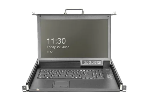 Modular HD LCD KVM console with 17" TFT, 1-port VGA KVM connection, touchpad, Swiss keyboard layout