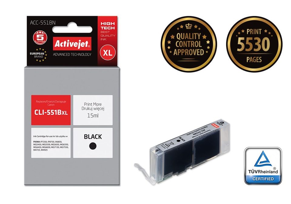 Activejet ACC-551BN ink (replacement for Canon CLI-551Bk; Supreme; 15 ml; black)