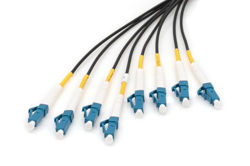 Pre-assembled fiber optic universal breakout cable, singlemode OS2, 8 fibers, LC/UPC - LC/UPC