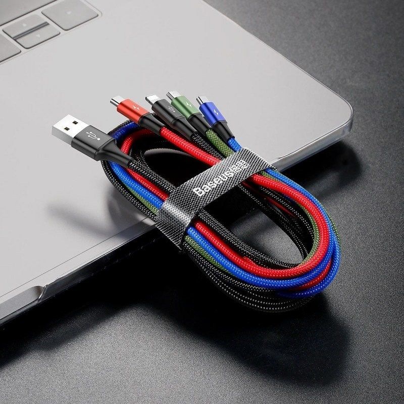 Baseus Fast 4in1 USB Cable: 2xUSB-C, Lightning, Micro - Black