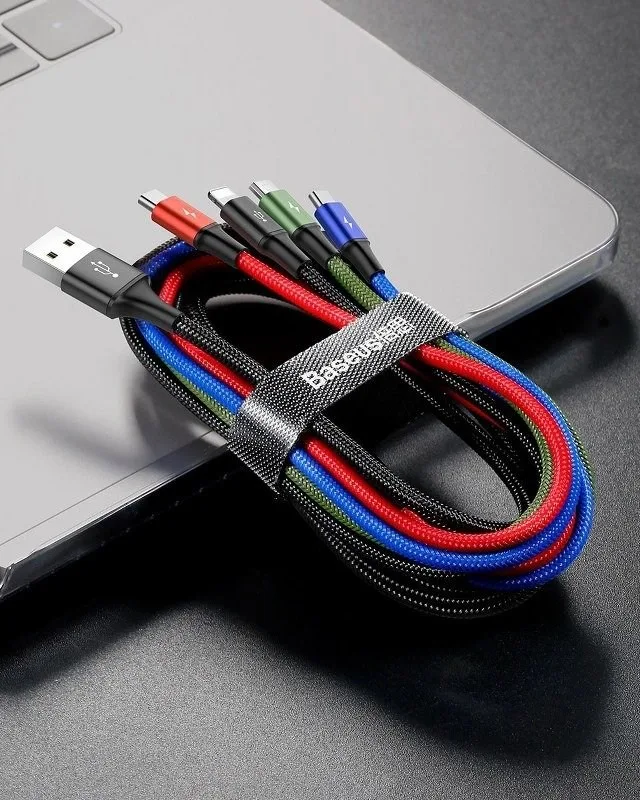 Baseus Fast 4in1 USB Cable: 2xUSB-C, Lightning, Micro - Black