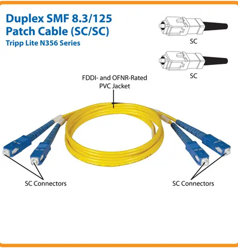 Tripp Lite N356-01M Duplex Singlemode 9/125 Fiber Patch Cable (SC/SC), 1M (3 ft.)