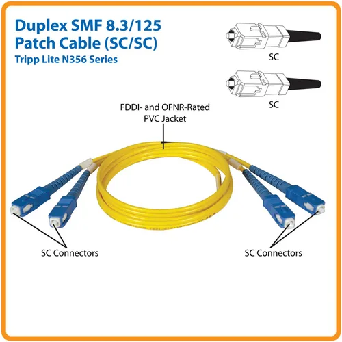 Tripp Lite N356-01M Duplex Singlemode 9/125 Fiber Patch Cable (SC/SC), 1M (3 ft.)