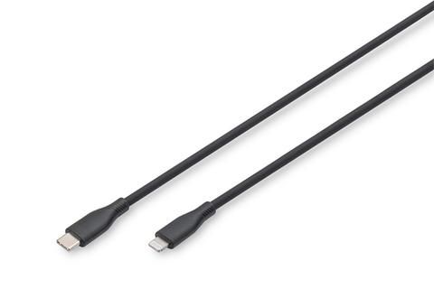 Digitus Lightning silicone connection cable, USB-C - Lightning, 2m, black