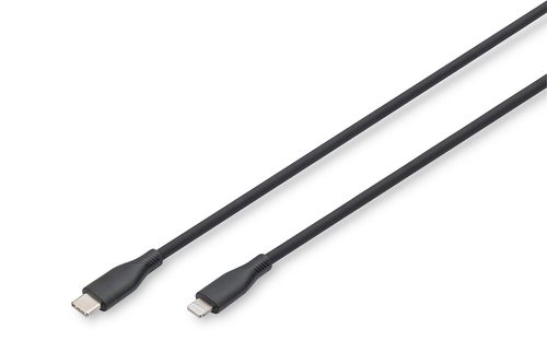 Digitus Lightning silicone connection cable, USB-C - Lightning, 2m, black