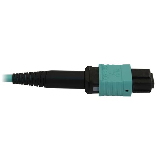 Tripp Lite N844B-10M-12-P 40/100/400G Multimode 50/125 OM3 Fiber Optic Cable (12F MTP/MPO-PC F/F), LSZH, Aqua, 10 m (32.8 ft.)
