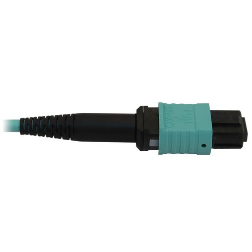 Tripp Lite N844B-10M-12-P 40/100/400G Multimode 50/125 OM3 Fiber Optic Cable (12F MTP/MPO-PC F/F), LSZH, Aqua, 10 m (32.8 ft.)