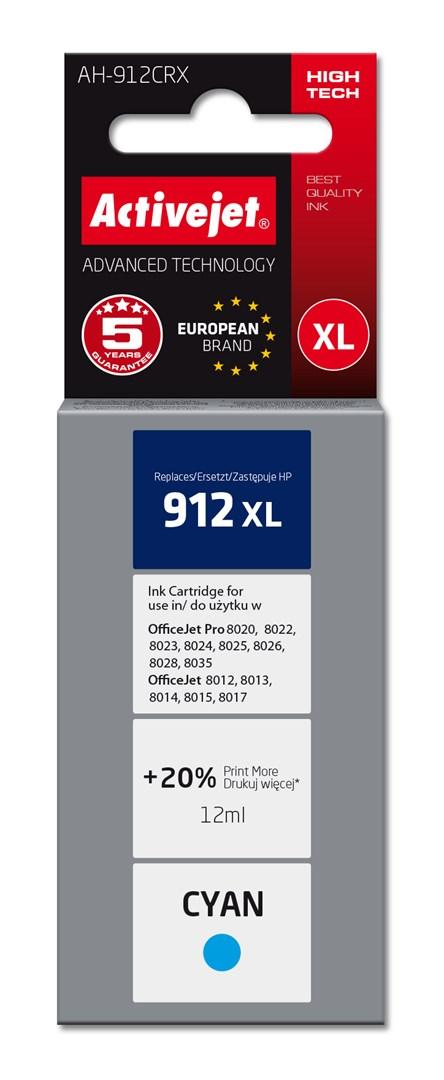 Activejet AH-912CRX ink for HP printers, Replacement HP 912XL 3YL81AE; Premium; 990 pages; blue