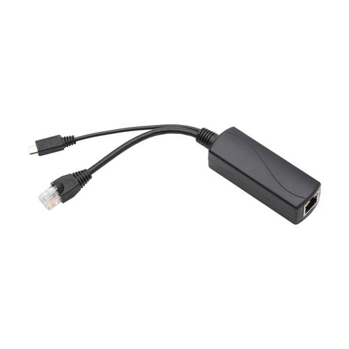 Tripp Lite NPOE-SPL-G-5VMU PoE to USB Micro-B and RJ45 Active Splitter - 802.af, 48V to 5V 1A, Up to 328.08 ft. (100 m)