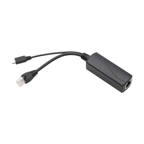 Tripp Lite NPOE-SPL-G-5VMU PoE to USB Micro-B and RJ45 Active Splitter - 802.af, 48V to 5V 1A, Up to 328.08 ft. (100 m)