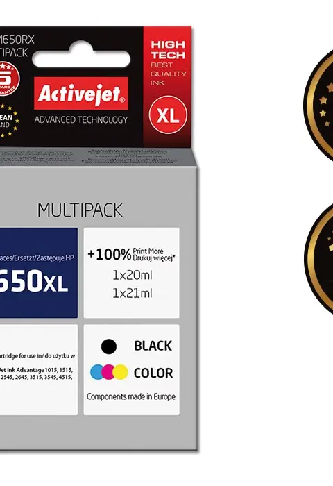 Activejet AH-650RX ink (replacement for HP 650 CZ101AE/CZ102AE; Premium; 1 x 20 ml, 1 x 21 ml; black, color)