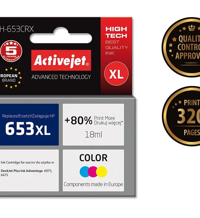 Activejet AH-653CRX ink (replacement for HP 652 F6V24AE; Premium; 320 pages; color)
