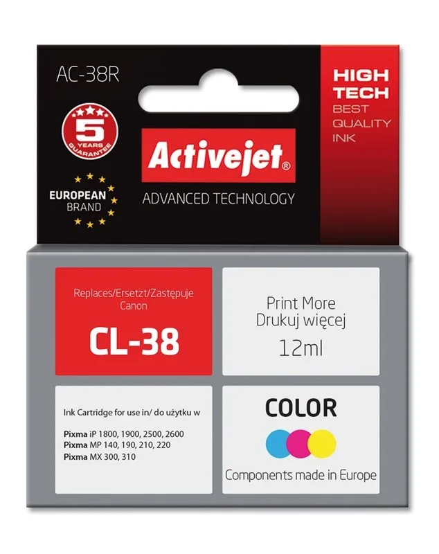Activejet AC-38R ink (replacement for Canon CL-38; Premium; 12 ml; color)