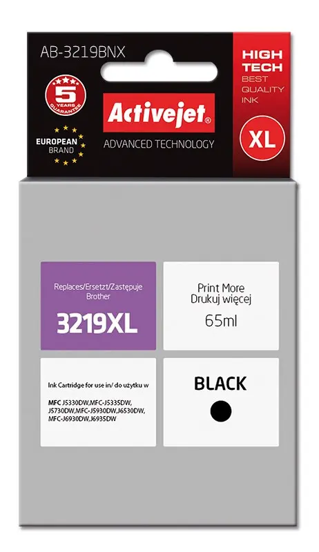 Activejet AB-3219Bk ink (replacement for Brother LC3219Bk; Supreme; 65 ml; black)