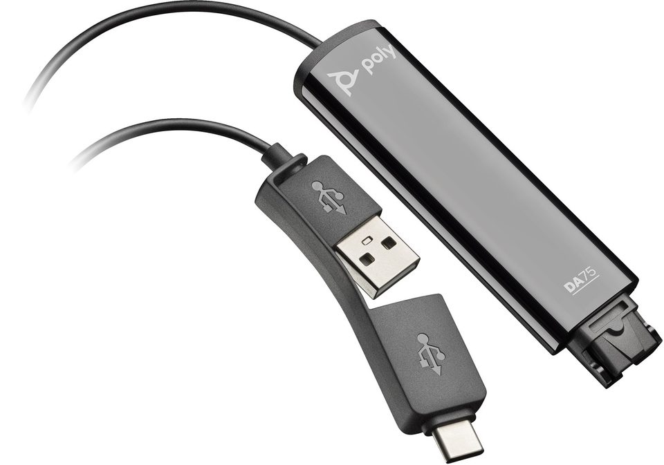 HP Poly DA75 USB to QD Black Adapter TAA