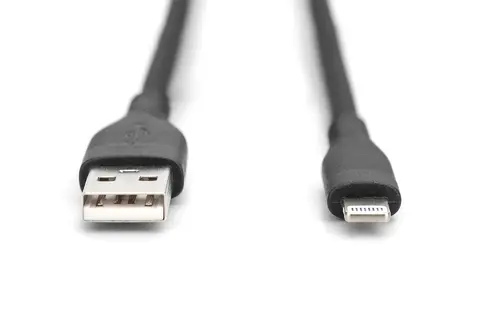 Digitus Lightning silicone connection cable, USB-A - Lightning 2m, black