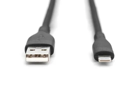 Digitus Lightning silicone connection cable, USB-A - Lightning 2m, black