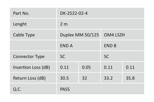 Digitus Fiber Optic Multimode Patch Cord, OM4, SC / SC