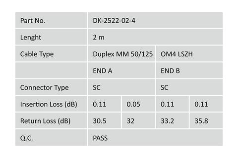 Digitus Fiber Optic Multimode Patch Cord, OM4, SC / SC