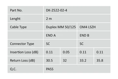 Digitus Fiber Optic Multimode Patch Cord, OM4, SC / SC