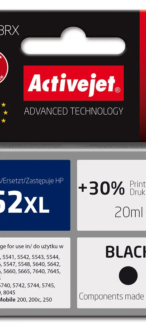 Activejet AH-62BRX ink (replacement for HP 62XL C2P05AE; Premium; 20 ml; black)
