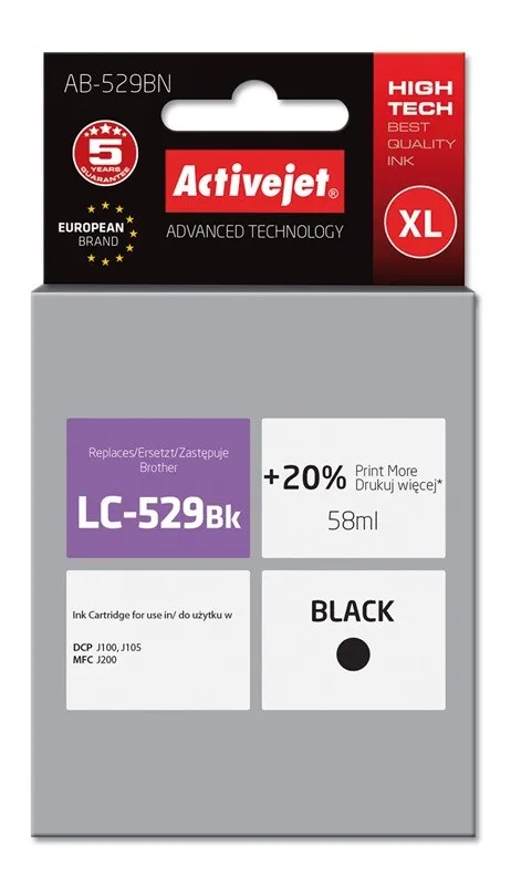 Activejet AB-529BN ink (replacement for Brother LC529Bk; Supreme; 58 ml; black)