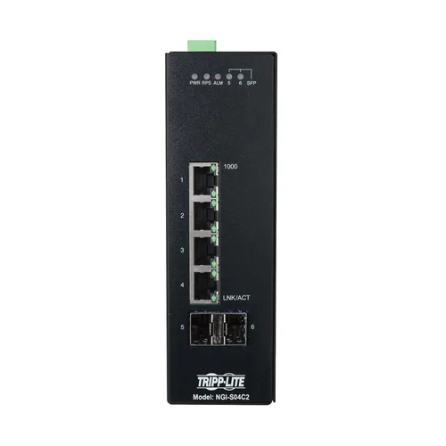 Tripp Lite NGI-S04C2 4-Port Lite Managed Industrial Gigabit Ethernet Switch - 10/100/1000 Mbps, 2 GbE SFP Slots, -10° to 60°C, DIN Mount