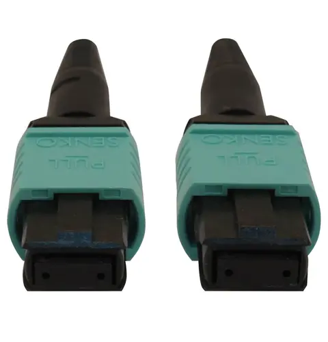 Tripp Lite N844B-02M-12-P 40/100/400G Multimode 50/125 OM3 Fiber Optic Cable (12F MTP/MPO-PC F/F), LSZH, Aqua, 2 m (6.6 ft.)