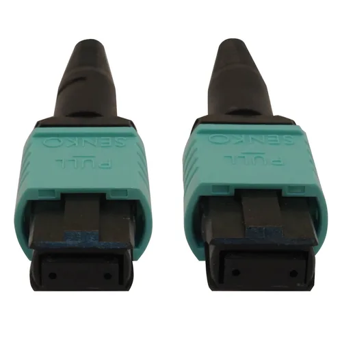 Tripp Lite N844B-02M-12-P 40/100/400G Multimode 50/125 OM3 Fiber Optic Cable (12F MTP/MPO-PC F/F), LSZH, Aqua, 2 m (6.6 ft.)