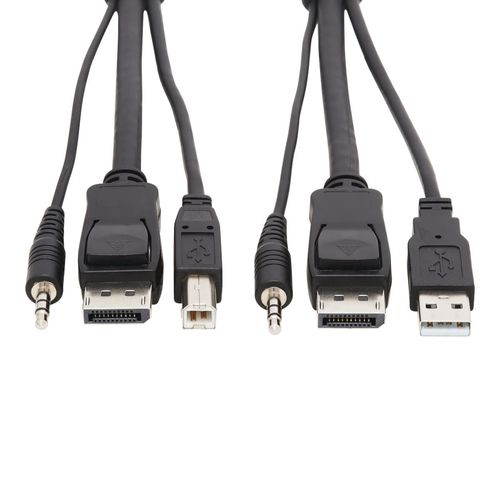 Tripp Lite DisplayPort KVM Cable Kit, 3 in 1 - 4K DisplayPort, USB, 3.5 mm Audio (3xM/3xM), 4:4:4, 1.83 m, Black