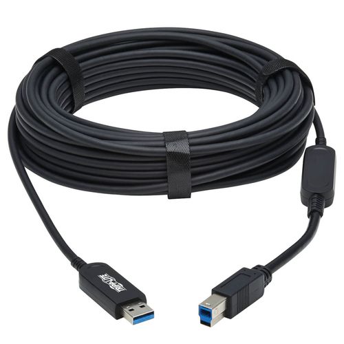 Tripp Lite U328F-30M USB 3.2 Gen 1 Plenum-Rated Fiber Active Optical Cable (AOC) - 5 Gbps, (A to B M/M), Black, 30 m