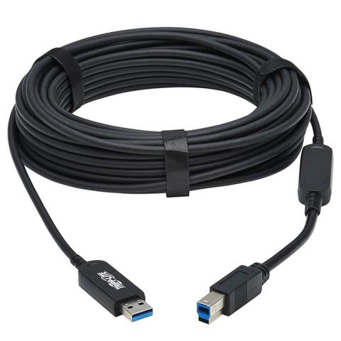 Tripp Lite U328F-30M USB 3.2 Gen 1 Plenum-Rated Fiber Active Optical Cable (AOC) - 5 Gbps, (A to B M/M), Black, 30 m