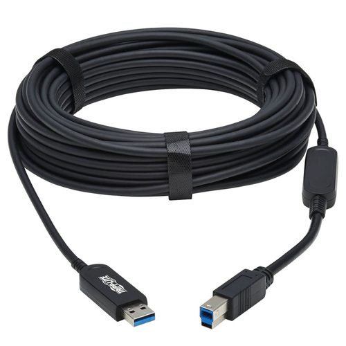 Tripp Lite U328F-30M USB 3.2 Gen 1 Plenum-Rated Fiber Active Optical Cable (AOC) - 5 Gbps, (A to B M/M), Black, 30 m