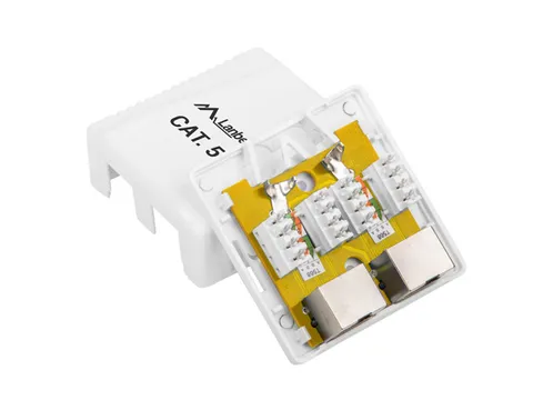 SURFACE SOCKET CAT.5E 2X RJ45 SHIELDED WHITE LANBERG